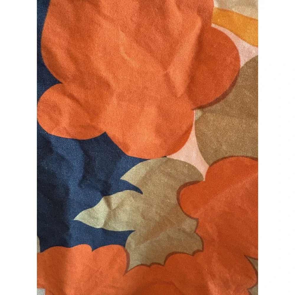 Crate and barrel Esmer Fabric orange floral Botanical Print, Table Runner 14x120